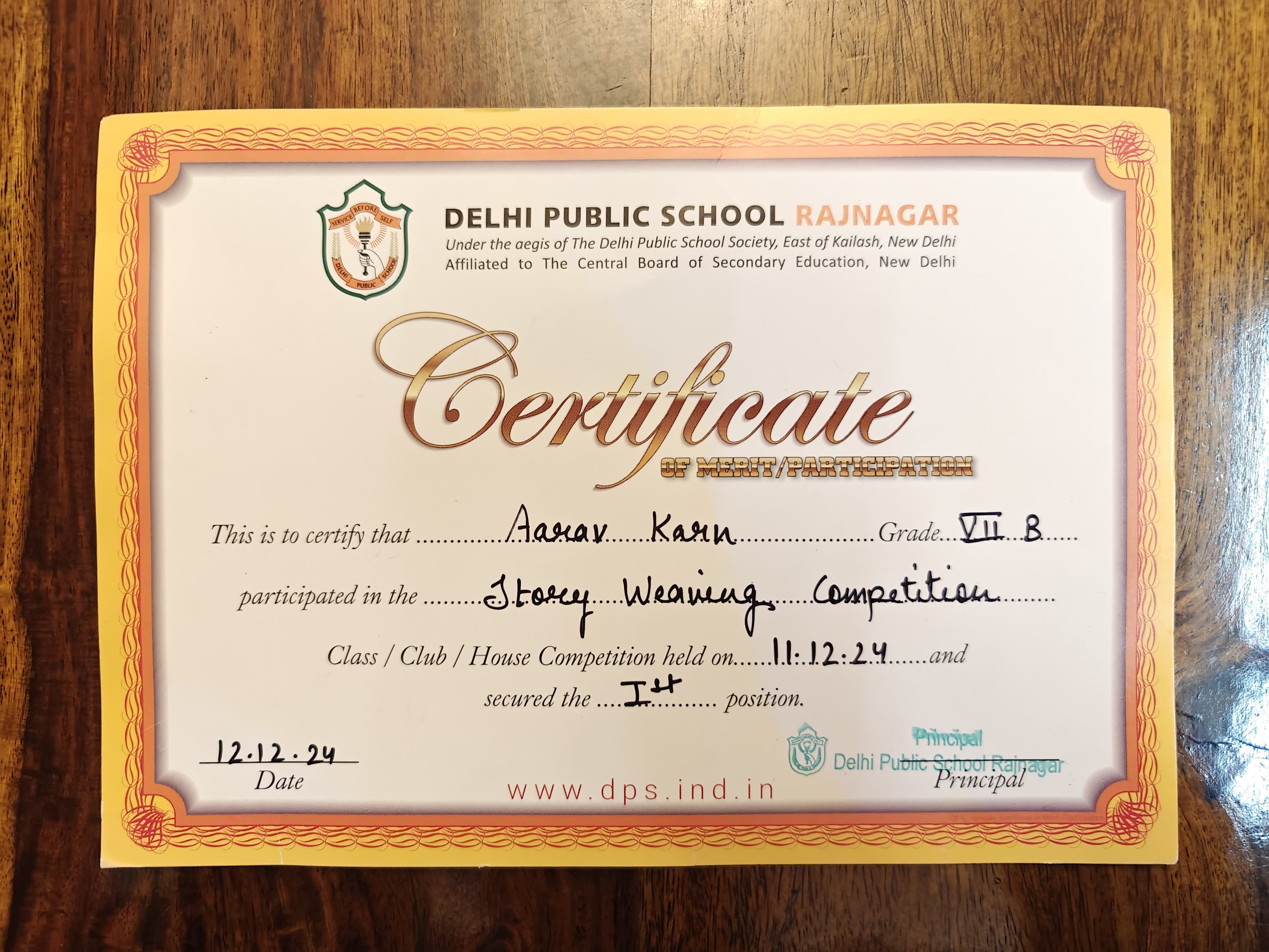 Certificate 72
